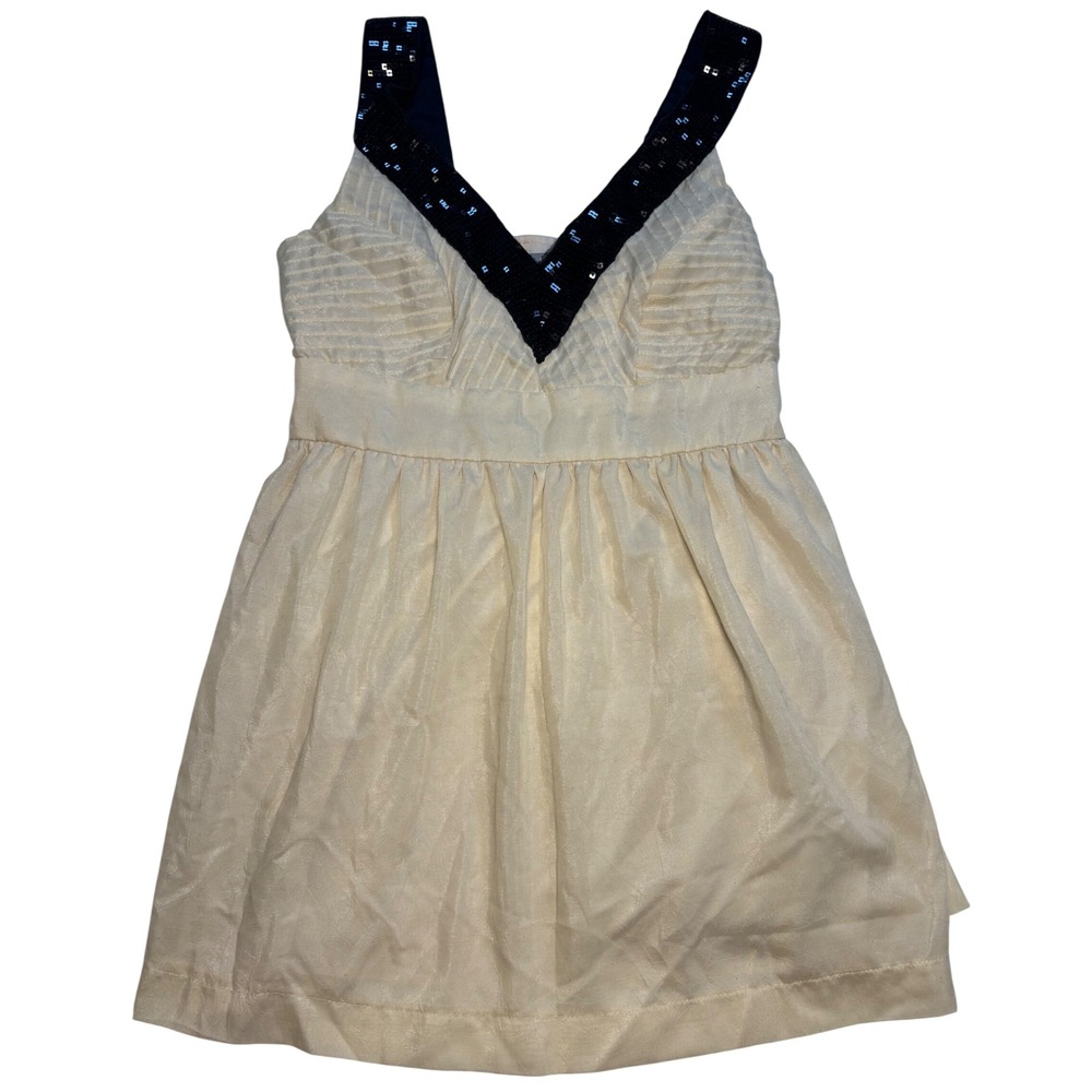 dELiA*s Mini Dress Womens Cream Excellent Sequin V-Neck Babydoll Small